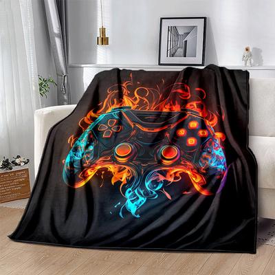 1pc Game Controller Printing Lightweight Flannel Blanket, Comfortable and Warm Blanket, for Camping Sofa Bed and Couch Office, In All Seasons