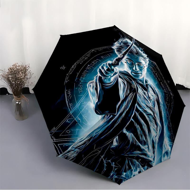 1pc Harry Potter Automatic Folding Umbrella - Compact 8-Rib Design, Durable Plastic & Iron,  F104037