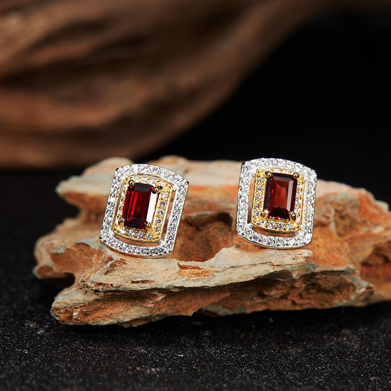 S925 Sterling Silver Plated 18K Gold Natural Gemstone Color Treasure Pendant Necklace Light Luxury Premium Clavicle Chain Jewelry