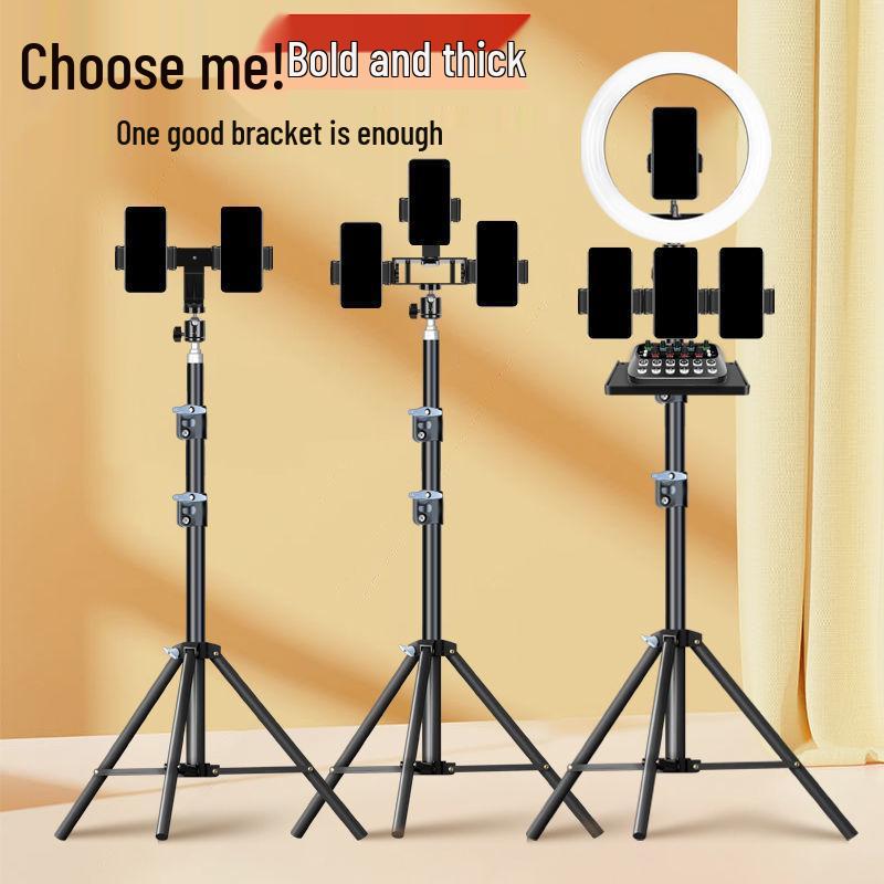 Dual Phone Streaming Stand with Multi-Camera Selfie Gadget and Fill Light for Douyin