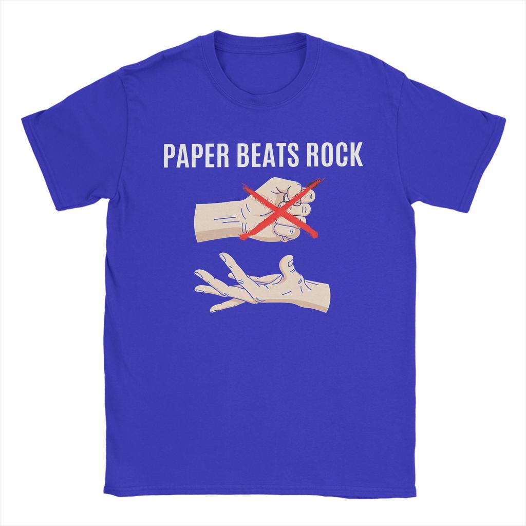 Paper Beats Rock T Shirt Beach Rock Paper Scissors Pure Cotton T Shirts For Male Hipster Tshirt ShortSleeve Vintage Clothes