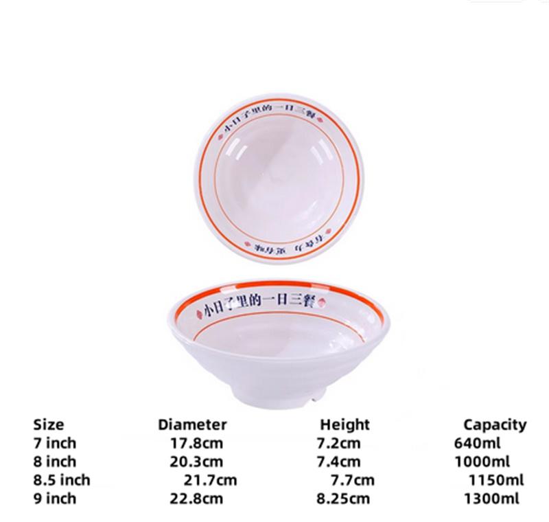 Melamine Noodle Bowl Household Plastic Tableware Restaurant big round Ramen Salad Bowl Thickened Not Easily Broken Soup Bowls