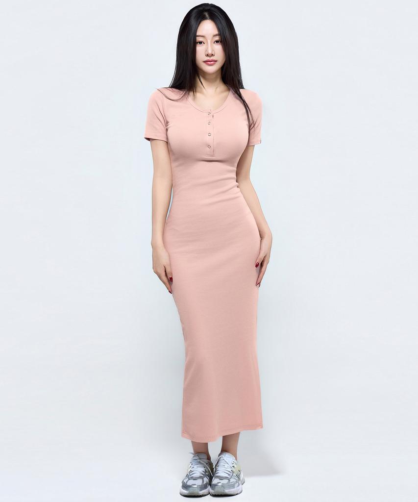 Pijikeolgameoncheu P5087 Short Sleeve Slim Cutout Dress [4 Colors]
