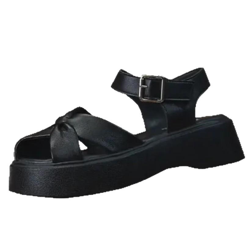 Leder Plateau Tasche Kopf Sandalen Damen Sommer Rock Französische Mary Jane Schuhe Lässige Römische Damenschuhe Strandschuhe