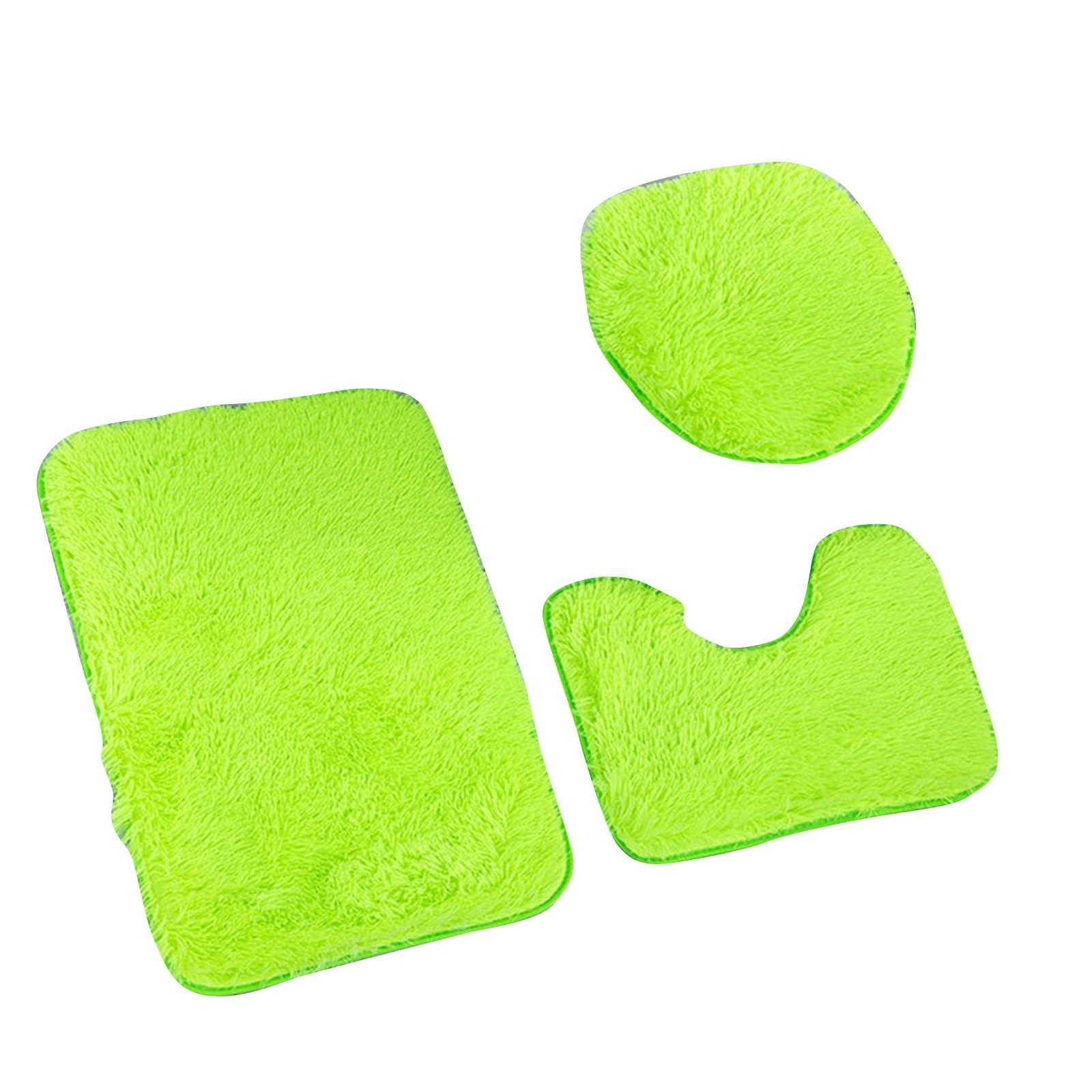 

Набор декоративных ковриков для ванной комнаты из 3 больших плюшевых ковриков из синели и чехла на сиденье унитаза с нескользящей резиновой подложкой One Size светло-зеленый