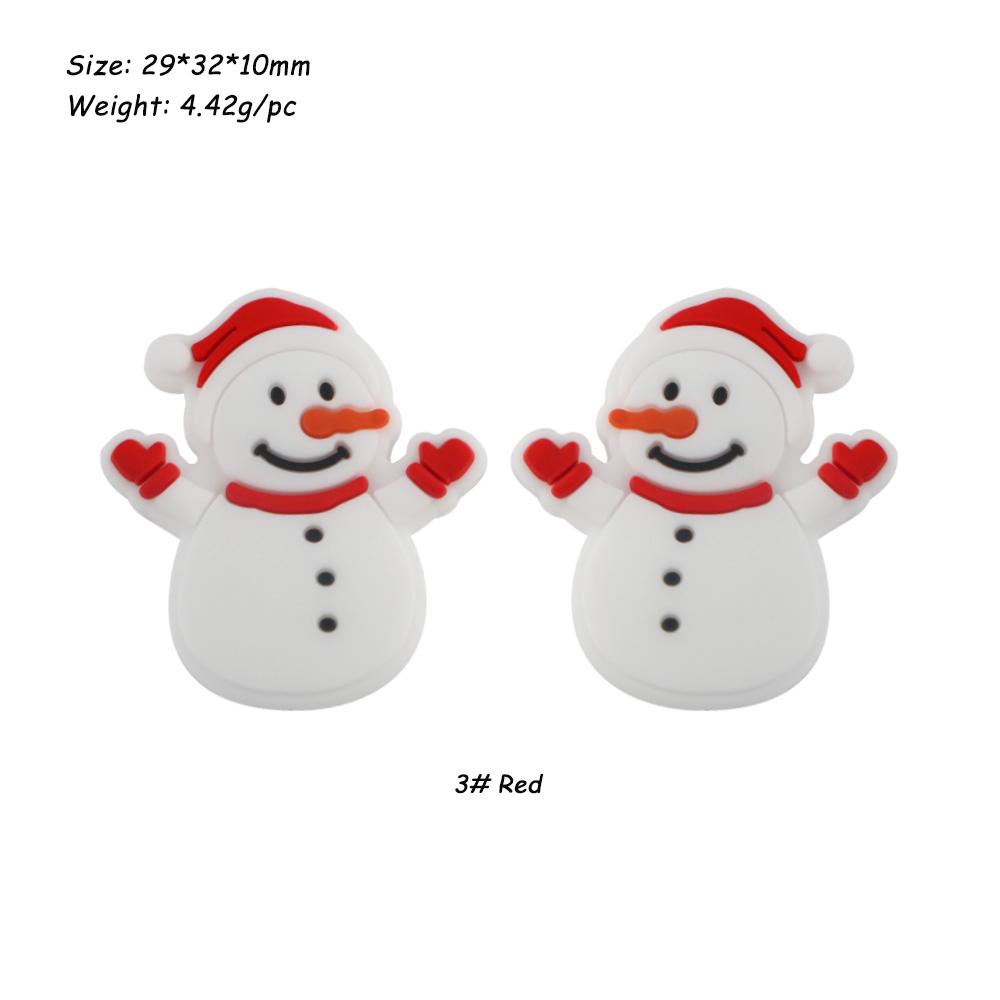 2/5pcs Christmas Series Silicone Beads Santa Reindeer Cookies Snowman DIY Pacifier Chain Jewelry Making Bulk DIY Crafts