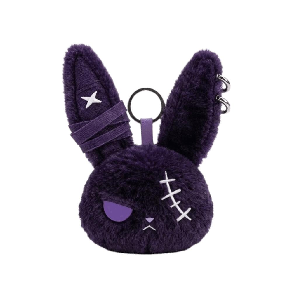 Gothic Wounded Rabbit Keyring Hoop Earrings Cute Furry Bag Pendant Gift For Women