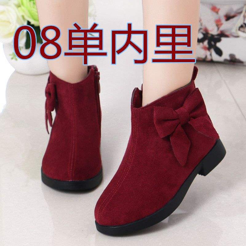 2025 girls autumn and winter retro shoes single boots princess shoes Korean version low tube velvet boots medium and older children cotton shoes s