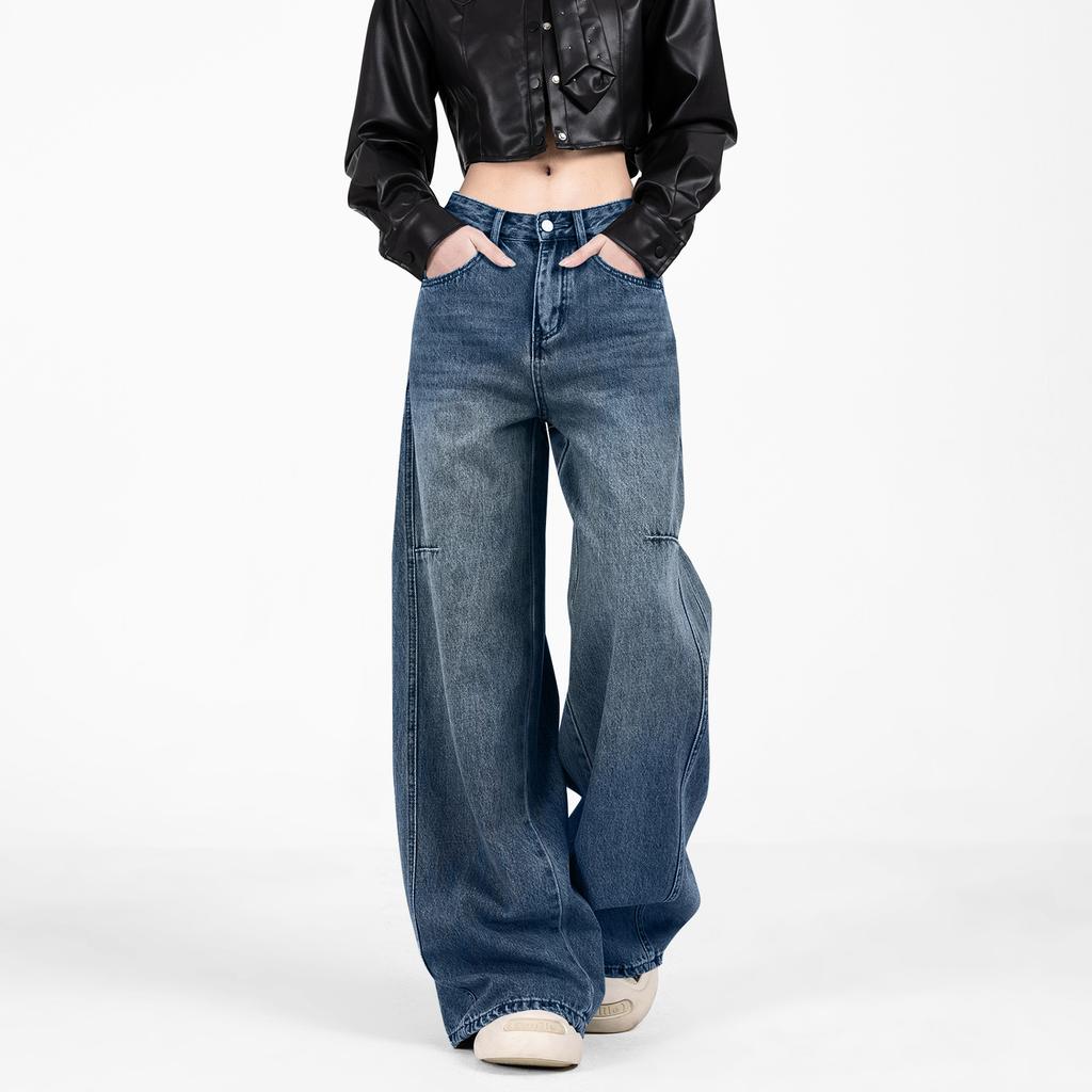 Women's Mid-Rise Stretch Jeans Fashion Straight Leg Denim Pants With Pockets