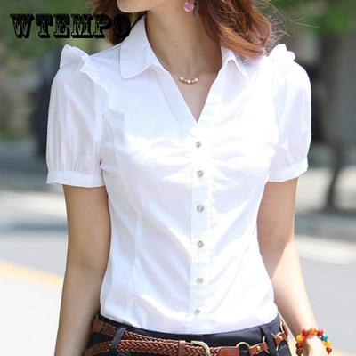 Camicia professionale con scollo a V Abbigliamento formale da donna Camicetta a maniche corte Utensili da donna Colletto bianco Abiti da lavoro Camicia bianca Camicia da cerimonia