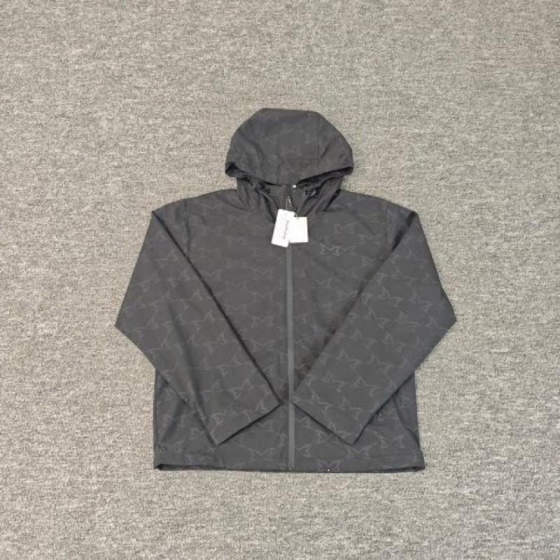Unisex Oversized Kapuzen-Windbreaker Mit Reflektierendem Print Geometrisch Baumwolle Leicht Casual Jacke