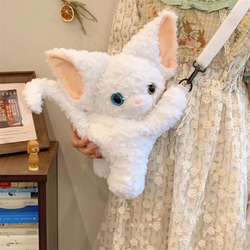 German Rex Black & White Kitten Plush Crossbody Shoulder Bag - Perfect Gift for Girls