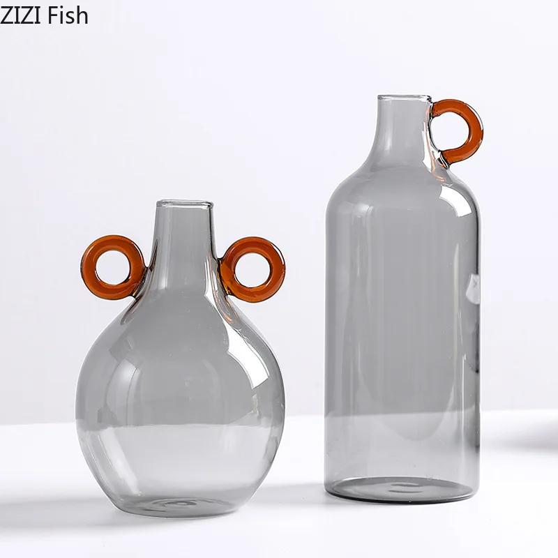 Minimalistische Transparente Glasvase Hydrokultur Pflanztopf Tischdekoration Blumenarrangement Blumenvase Raum Ästhetische Dekoration