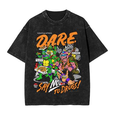 TMNT D.A.R.E. Just Say No T-Shirts Men  Hipster Pure Cotton Tee Shirt Round Collar Short Sleeve T Shirts Big Size Clothes