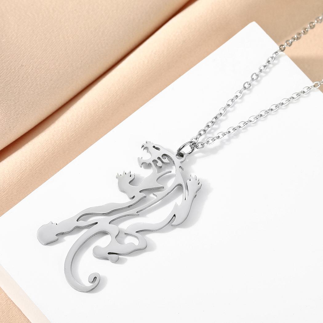 

Kinial exquisite stainless steel Tiger Panter stainless steel pendant on ball chain men women triple art jewelry Christmas gift серебряный