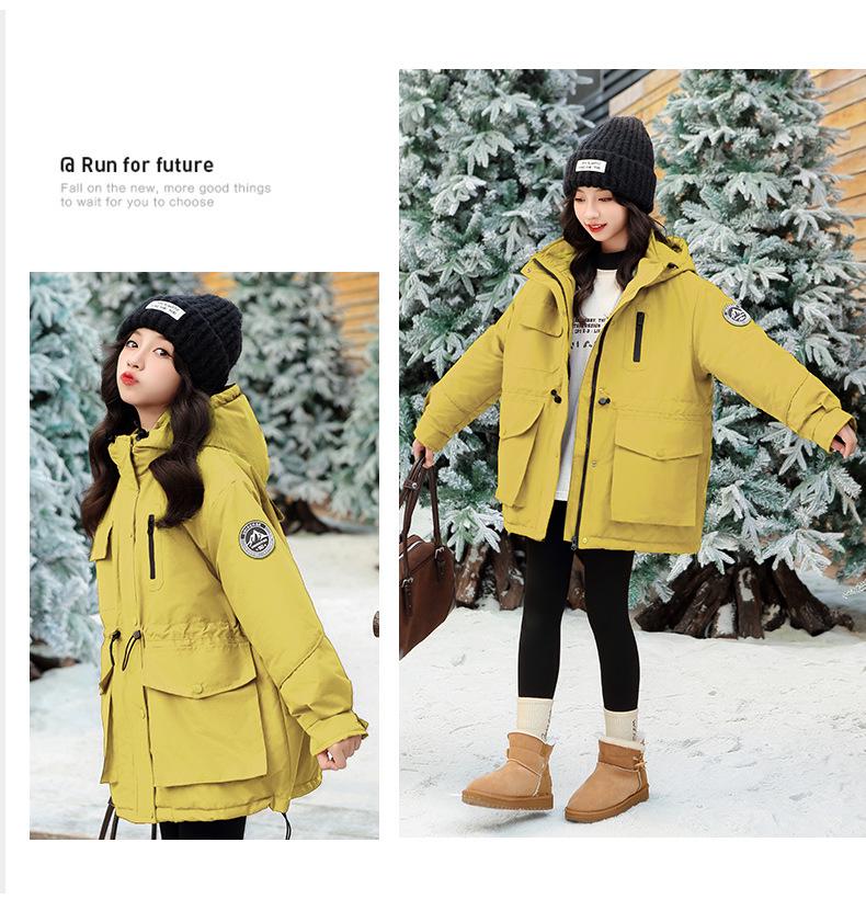 Girls' Fleece-Lined Cotton Parka - 2025 New Style