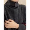 Women's High Neck Cashmere Cardigan - Autumn/Winter Korean Style, Solid Color, Warm & Versatile Wool Sweater