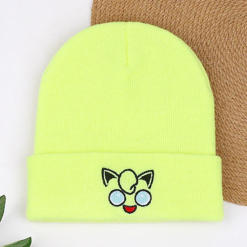 Autumn and Winter Animation Smiley Face Embroidery Knitted Hat Cold Hat Cat Popular Wool Men and Women Warm Cover Fat Ding Cartoon New