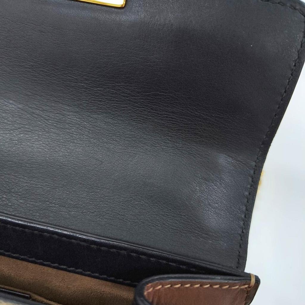 [Pre-Owned] Padlock Moonlight Treasure Box Series Metal Lock Logo Canvas And Leather Crossbody Bag Small - Good #1JMSL0D