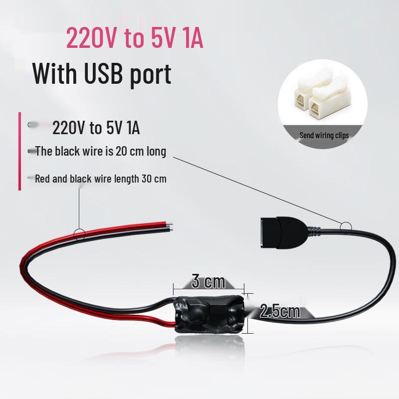 4K Wireless Camera 220V to 5V DC Step-Down Converter, USB Voltage 1A Power Supply