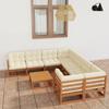 Day and Night - Day and Night Garden Furniture Set 9 Pcs Honey Brown Pine Wood Cushions
