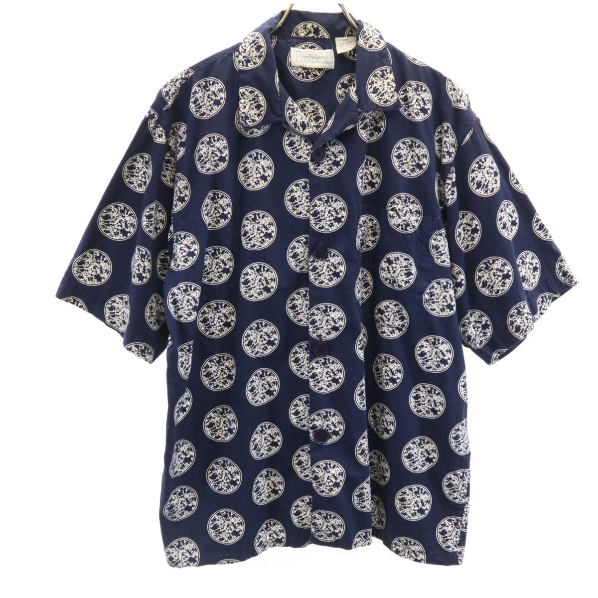 

Протокол 90-х Старый Комбинезон с ручкой Короткий рукав Рубашка Алоха с открытым воротником M Мужской Б/У