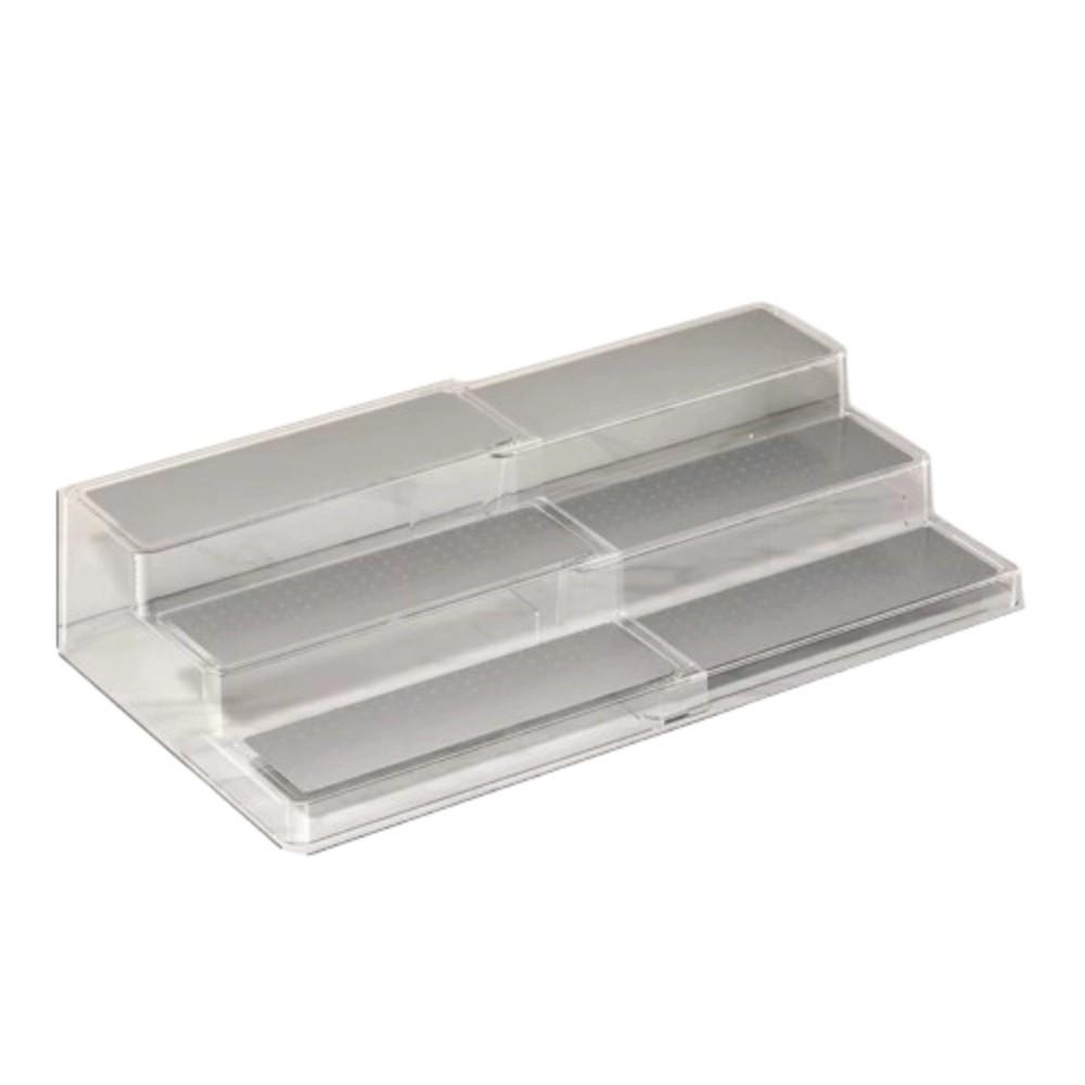 Visible Expandable Step Shelf 3 Tier Cabinet Storage Rack Clear Expandable Spice Rack  Pantry