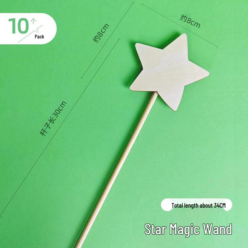 Handcrafted Wooden Fairy Wand: Stars, Moon, and Snowflake Design