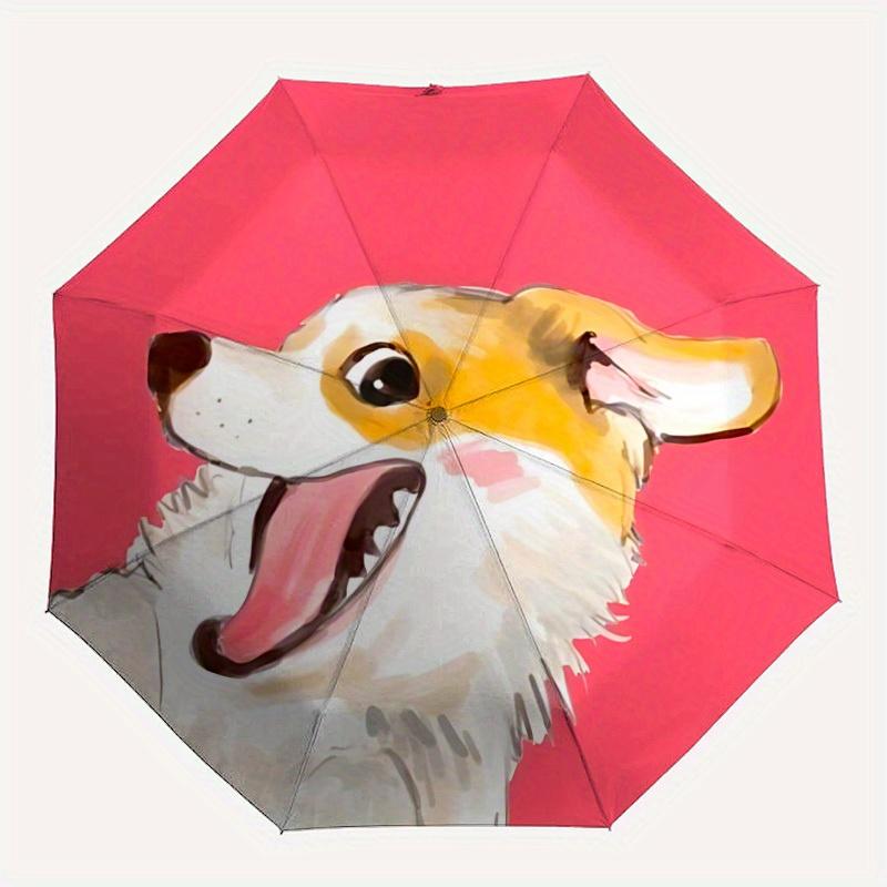 

1pc Puppy Pet Automatic Open/Close Umbrella - Compact Travel Umbrella, 8-Rib Heavy-Duty Construction, Ideal Gift, Outdoor Accessory, Stylish