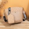 Rhombus Embroidered Shoulder Crossbody Bucket Bag Trendy Versatile Belt Small Round Bag Large Capacity Women's Bag