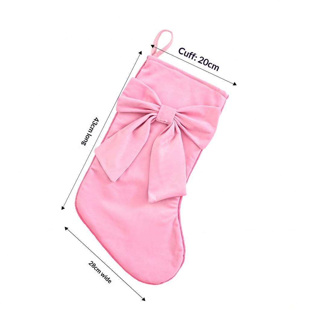 1pc Christmas Stockings, Bow Gift Bags, Christmas Fireplace Hanging Ornaments, Flannel Candy Bags