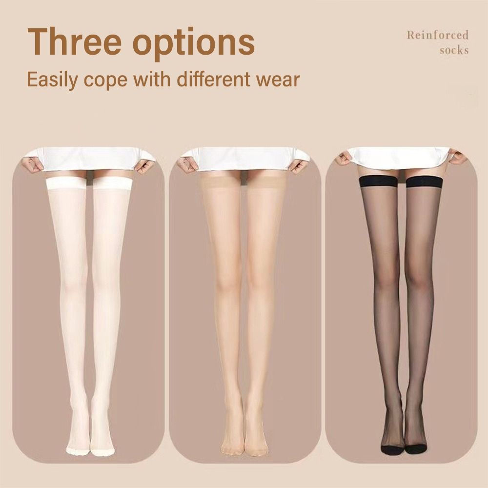 

2 Pairs Ultra Thin Thigh Knee Socks Glossy Thigh High Stockings Sexy Long Socks Lolita білий