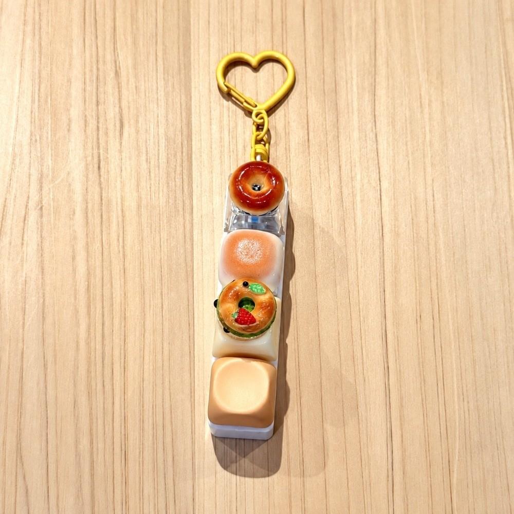Simulated Keyboard Fidget Keychain Mini Keyboard Button Bag Pendant Bread Keycap Bag Charms Gifts