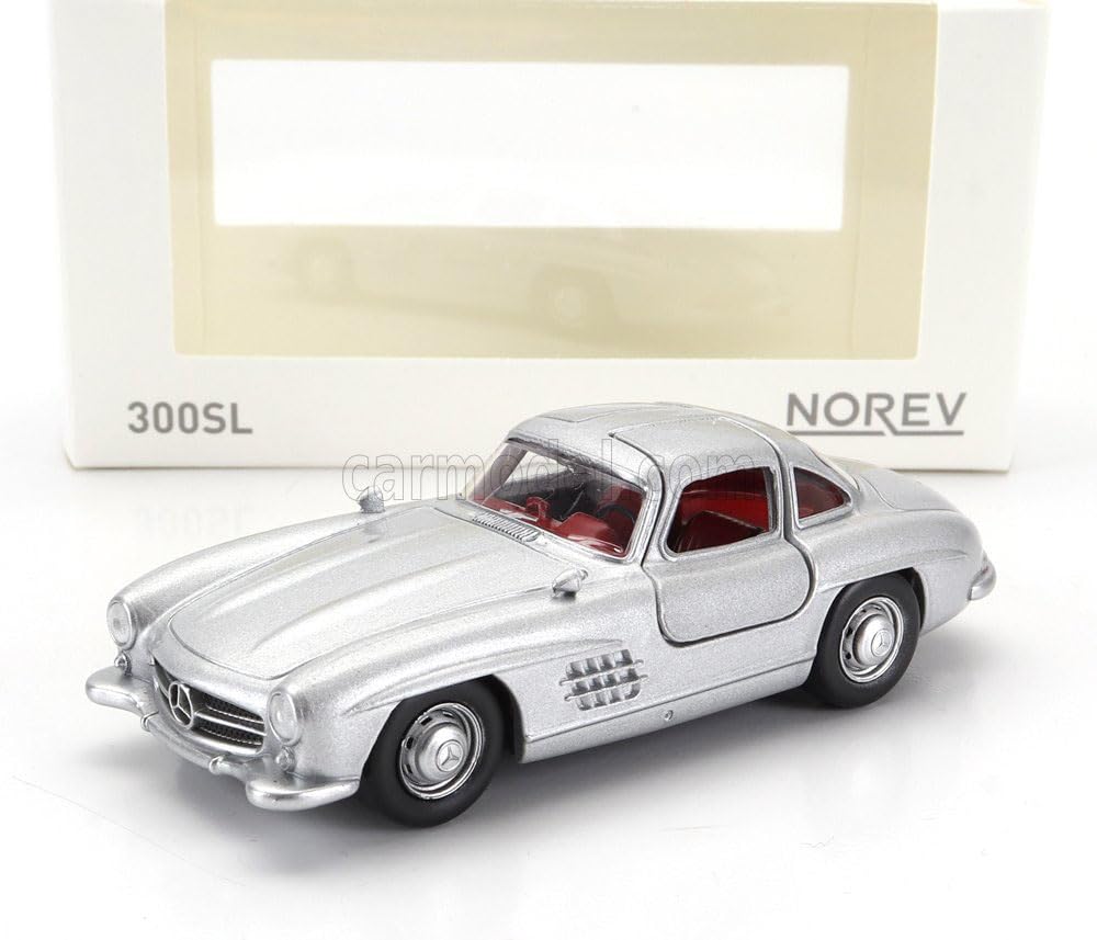 NOREV 1/43 Mercedes-Benz 300SL (W198) 1954 Silver NOREV Gullwing Door Opening Miniature Car