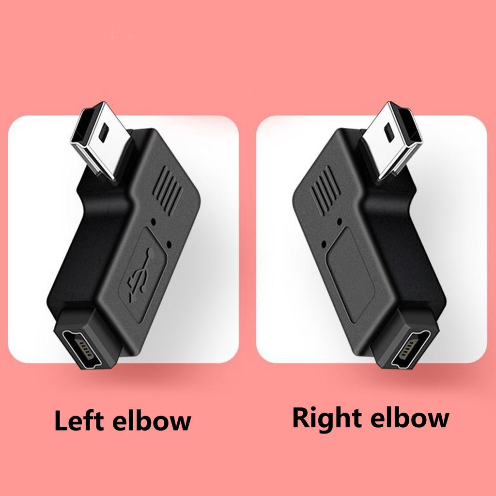 90 Degree Left & Right Angled Mini USB 5Pin Male To Female Extension Adapter for Smartphones and Tablets