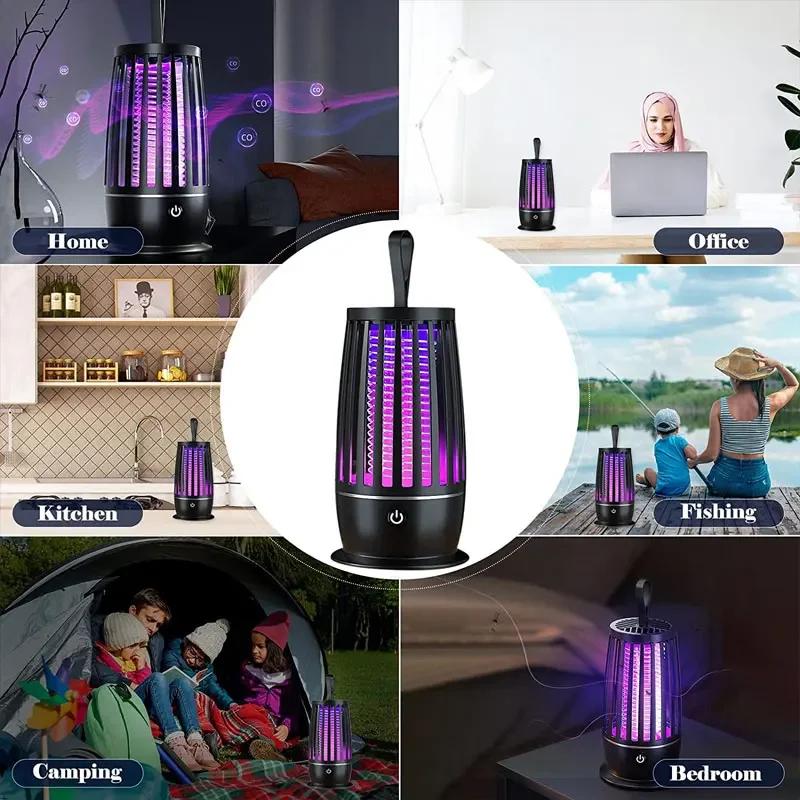 Přenosná lampa proti komárům venkovní elektrická lapačka na mouchy zapper hubič hmyzu repelent USB dobíjecí tichá lampa proti komárům