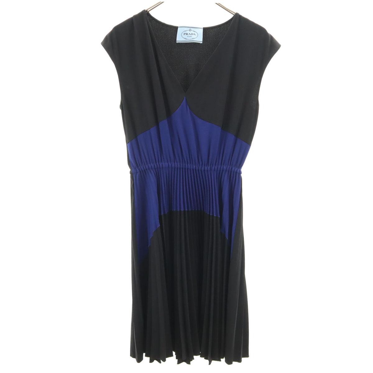 

PRADA made in Italy No sleeve Pleated one piece 40S black Women Used