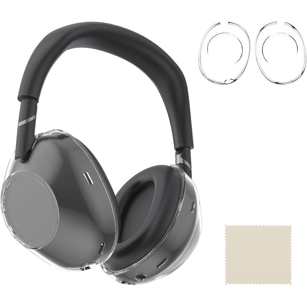 Dedicated hard TPU ear pad protector set for Sony WH-1000XM6. Impact-resistant and stain-resistant design. Clear material. Includes dedicated cleaning
