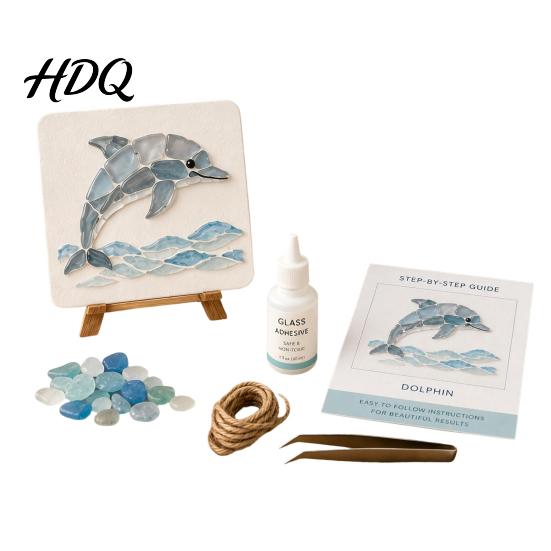 DIY Craft Kits for Adults Sea Glass Art Mosaic Kit Ocean Animal Themed Set Adult Crafting Gift Ideas Beginner Handmade Material Pack Coastal