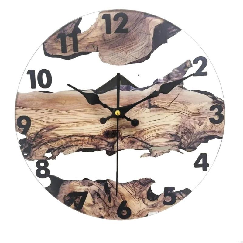62KD Vintage 30cm Grains Wall Clock with Transparent Tempered Glass Country House Clock for Bedroom Living Room Decors