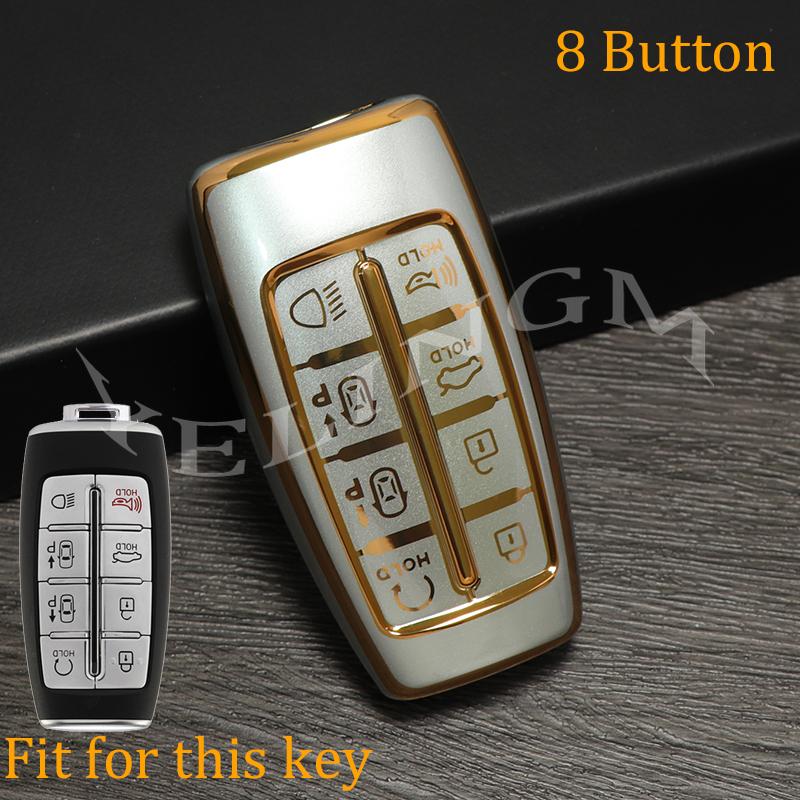 8 Button Car Tpu Key Case Cover Holder For Hyundai Genesis Gv70 Gv80 Gv90  -  Key Shell Keychain Protective Accessories
