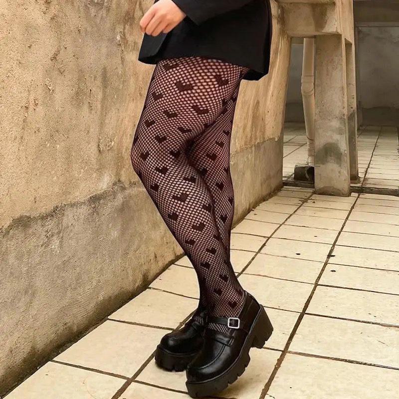 

Черные сексуальные чулки в сеточку в горошек - большие летние чулки в стиле Лолиты, тонкие и прозрачные Large size чёрный