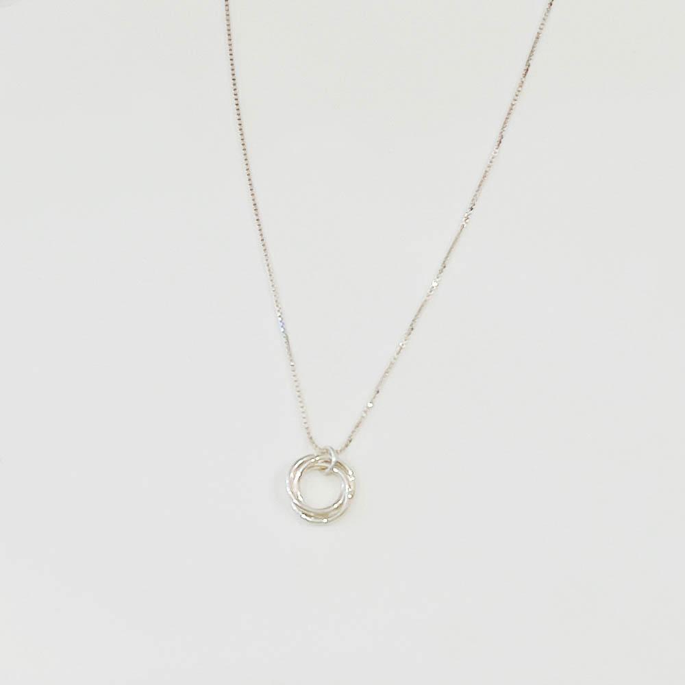 My Omelet [92.5 Silver] Triple Ring Silver Necklace