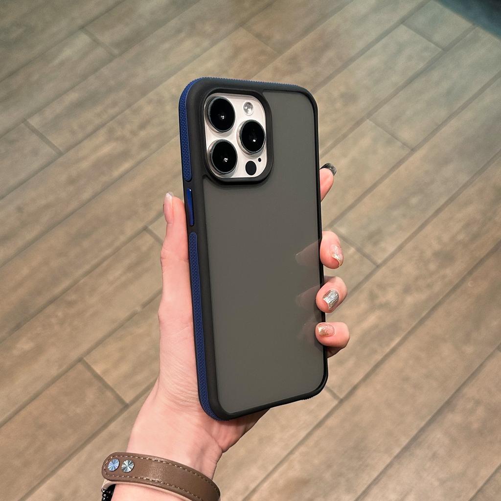 Suitable for Apple 16 Phone Cases, Simple and Contrasting Color Edges, Transparent 14, Matte Back Panel 15