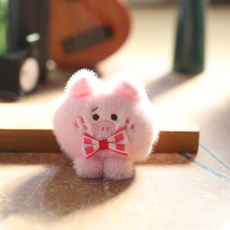 Bow Pig Cute Plush Stuffed Toy Keychain Bag Decor Pp Cotton Gift Girls For