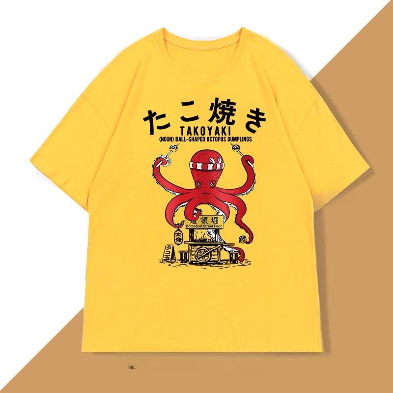 Japanese Takoyaki TShirt Octopus Balls Tshirt Street Food Lover Graphic T Shirts Anime Cotton Loose Top Oversized Clothes Top