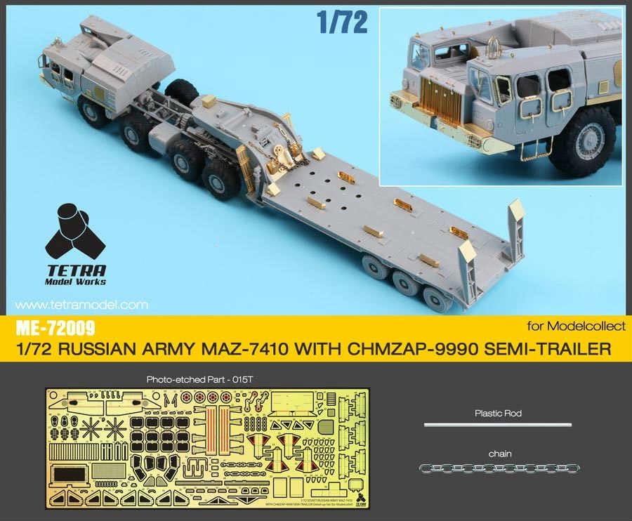 Tetra Model ME Series Russian Plastic Model Parts ME7209 1/72 MAZ-7410 w/ChMZAP-9990 Semi-Trailer (for MC)