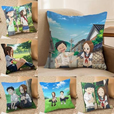 Anime Cartoon Takagi-san X Nishikata-N Pillow Case Silky Elegant Comfort Sofa Bed  Invisible Zipper Beach Pillowcase
