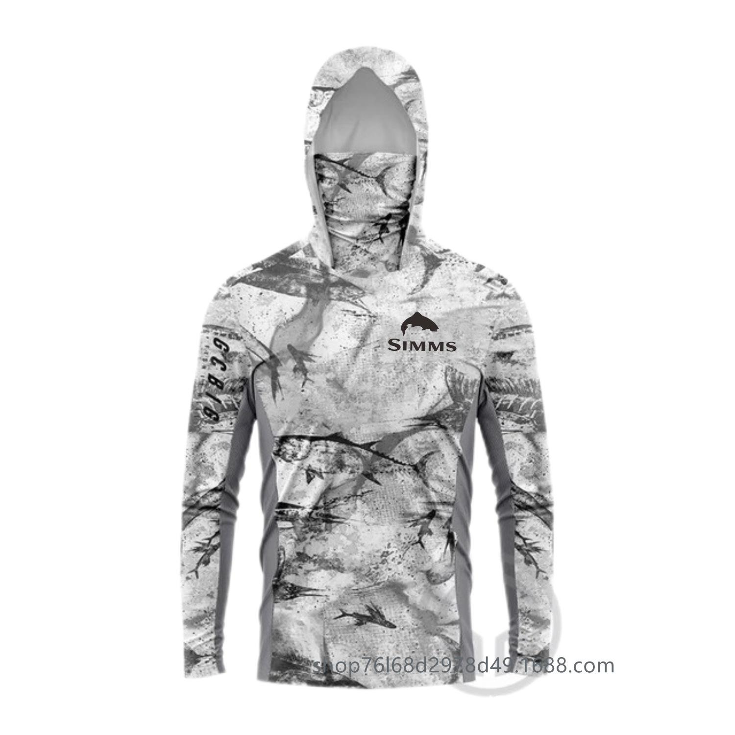 SIMMS Camouflage Angelanzug Herren Luya Sonnenschutzanzug Sommer Langarm Hoodie Tragemaske Schnelltrocknend Atmungsaktiv L