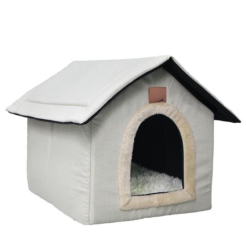 Pet Kennel Made of Linen Fabric Kennel Closed for Cats and Dogs for All Seasons Cat Villa